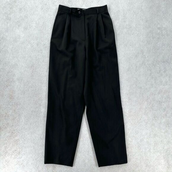 Valentino Trouser‎ SZ 6 Pants Miss V Wool Vintage Black Pleated Pintuck Tapered - Picture 1 of 9